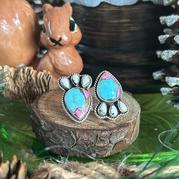 925 Sterling Cotton candy Turquoise ring - Picture 2 of 4